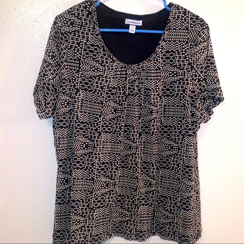 Croft and Barrow Woman 2x Avant Garde Print Nylon Polyester Tunic